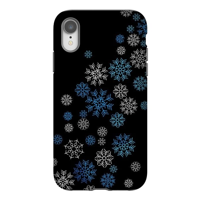 iPhone Xr StrongFit Christmas Blue Snow Pattern by LM2Kone