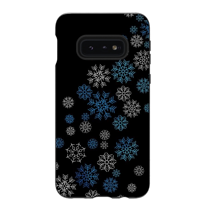 Galaxy S10e StrongFit Christmas Blue Snow Pattern by LM2Kone