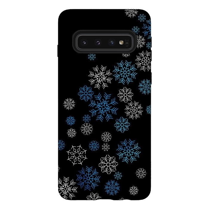 Galaxy S10 StrongFit Christmas Blue Snow Pattern by LM2Kone