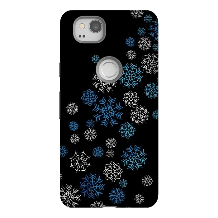 Pixel 2 StrongFit Christmas Blue Snow Pattern by LM2Kone
