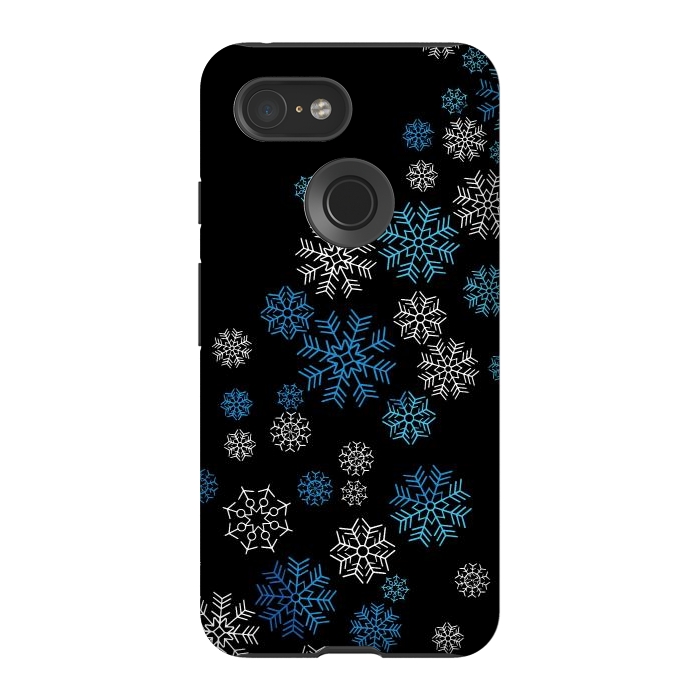 Pixel 3 StrongFit Christmas Blue Snow Pattern by LM2Kone
