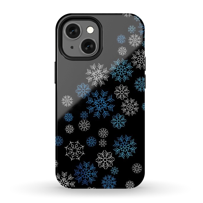 iPhone 12 mini StrongFit Christmas Blue Snow Pattern by LM2Kone