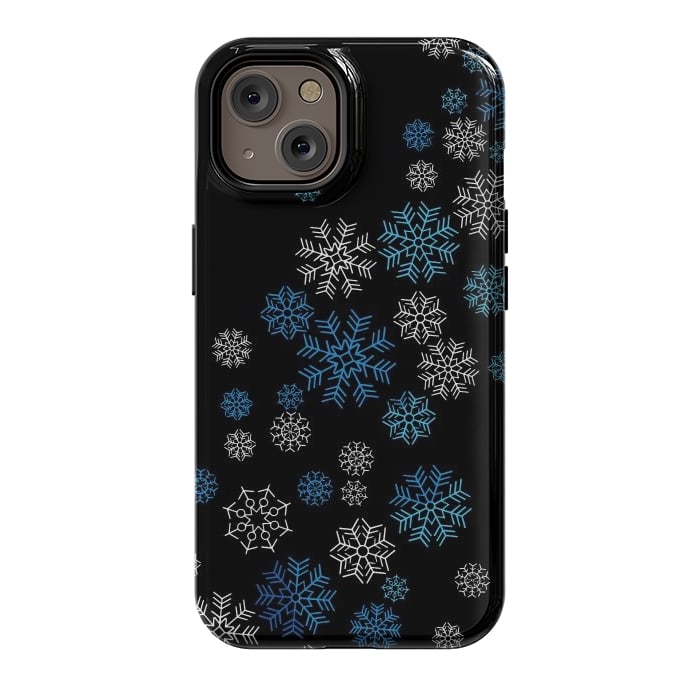 iPhone 14 StrongFit Christmas Blue Snow Pattern by LM2Kone