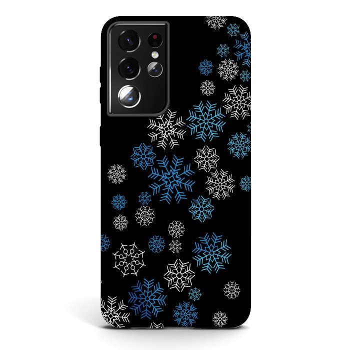 Galaxy S21 ultra StrongFit Christmas Blue Snow Pattern by LM2Kone