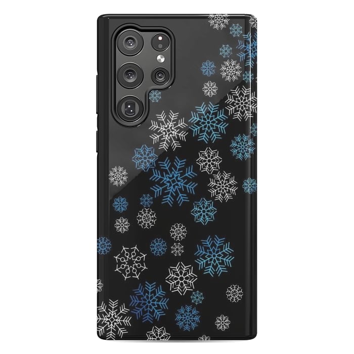 Galaxy S22 Ultra StrongFit Christmas Blue Snow Pattern by LM2Kone