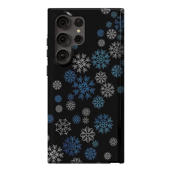 Galaxy S23 Ultra StrongFit Christmas Blue Snow Pattern by LM2Kone