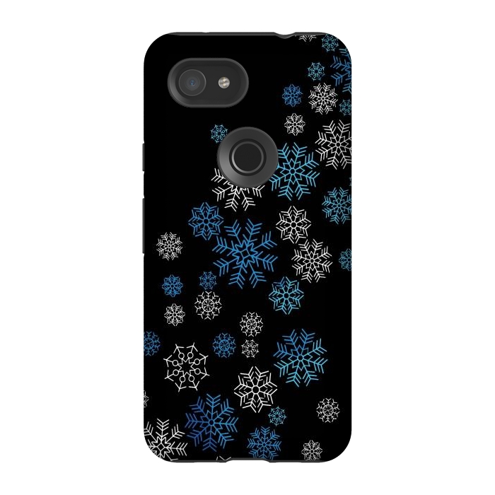Pixel 3A StrongFit Christmas Blue Snow Pattern by LM2Kone