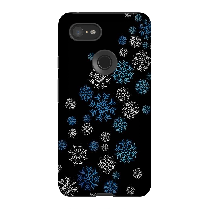 Pixel 3XL StrongFit Christmas Blue Snow Pattern by LM2Kone