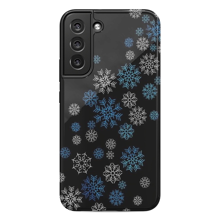 Galaxy S22 plus StrongFit Christmas Blue Snow Pattern by LM2Kone