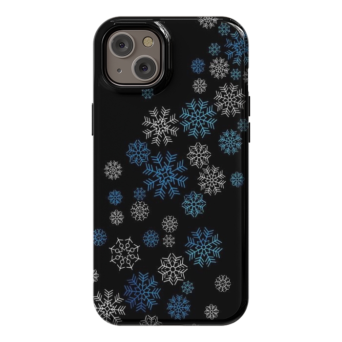 iPhone 14 Plus StrongFit Christmas Blue Snow Pattern by LM2Kone