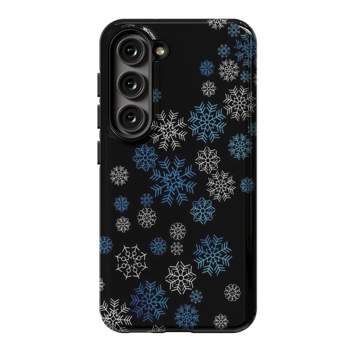 Galaxy S23 StrongFit Christmas Blue Snow Pattern by LM2Kone