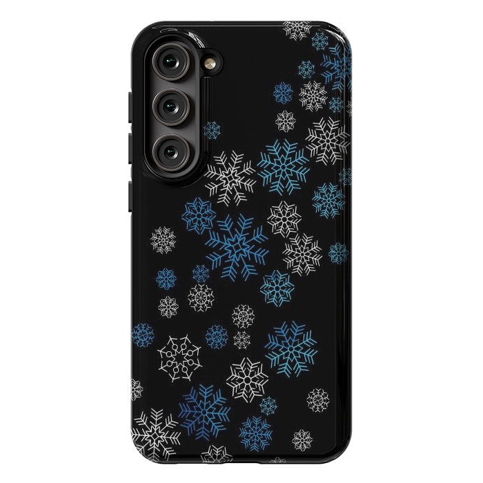 Galaxy S23 Plus StrongFit Christmas Blue Snow Pattern by LM2Kone