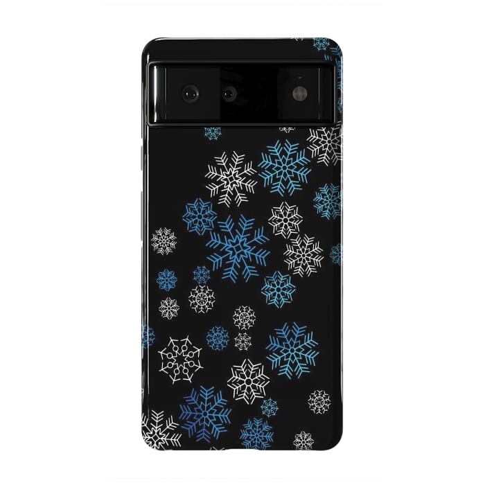 Pixel 6 StrongFit Christmas Blue Snow Pattern by LM2Kone
