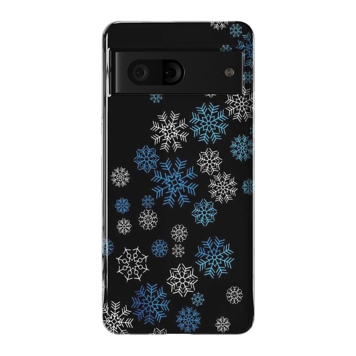 Pixel 7 StrongFit Christmas Blue Snow Pattern by LM2Kone