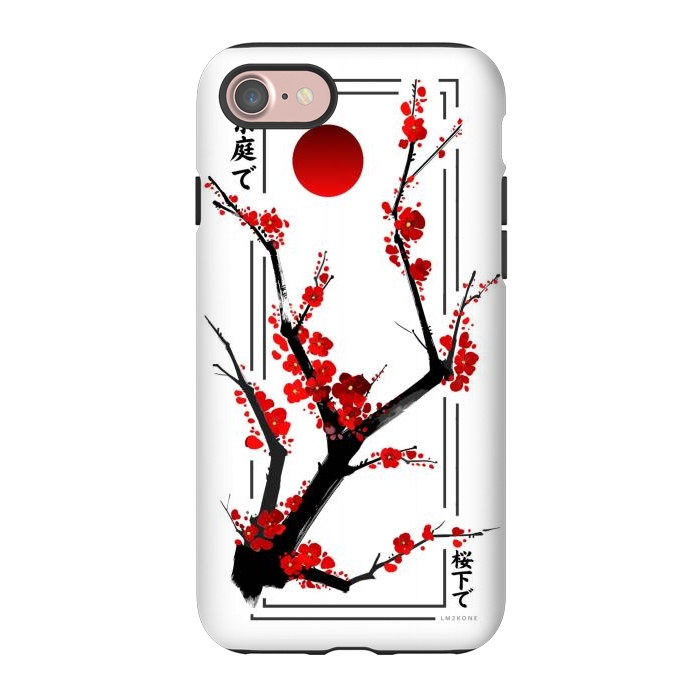 iPhone 7 StrongFit Modern Cherry Blossom - Black by LM2Kone