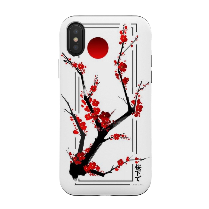 iPhone Xs / X StrongFit Modern Cherry Blossom - Black by LM2Kone