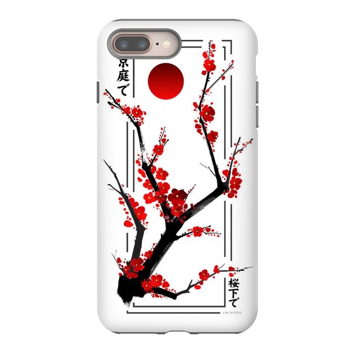 iPhone 8 plus StrongFit Modern Cherry Blossom - Black by LM2Kone