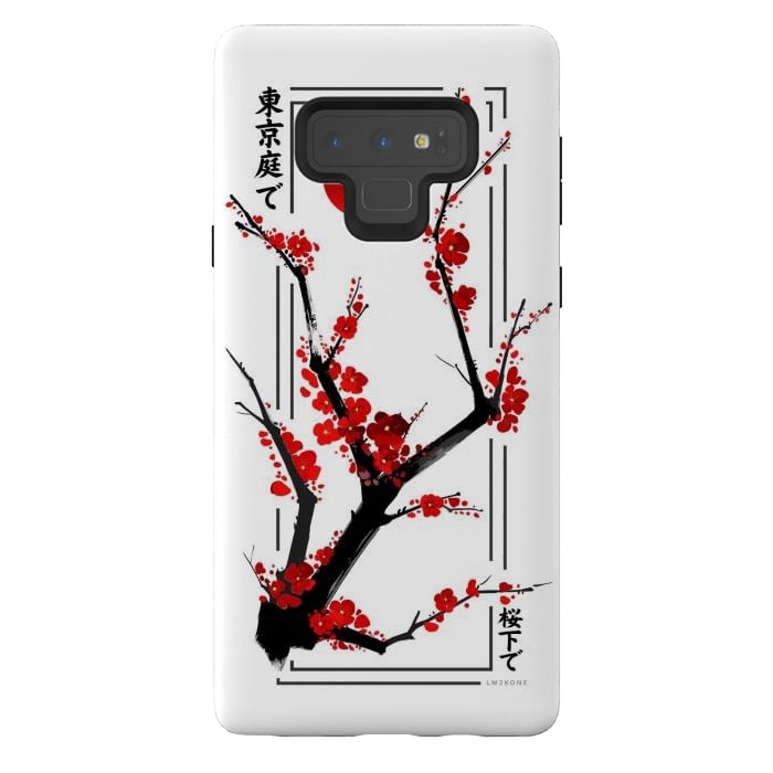 Galaxy Note 9 StrongFit Modern Cherry Blossom - Black by LM2Kone