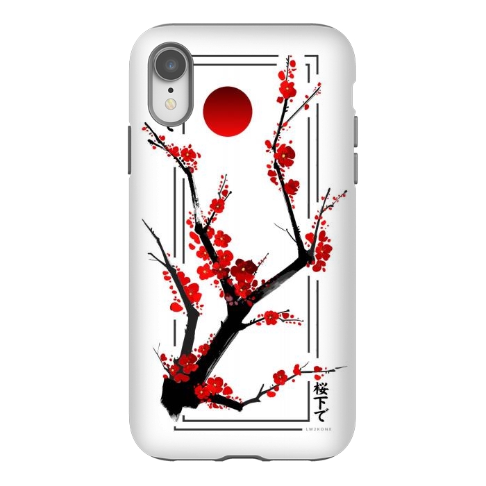 iPhone Xr StrongFit Modern Cherry Blossom - Black by LM2Kone