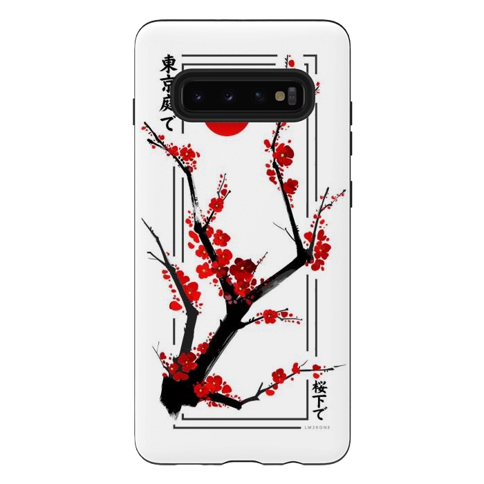 Galaxy S10 plus StrongFit Modern Cherry Blossom - Black by LM2Kone