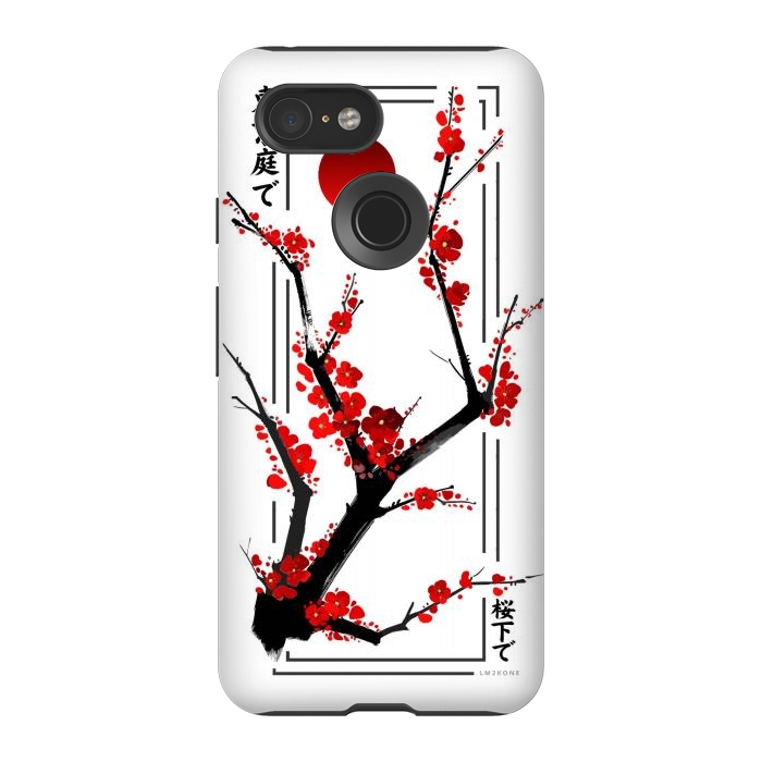 Pixel 3 StrongFit Modern Cherry Blossom - Black by LM2Kone