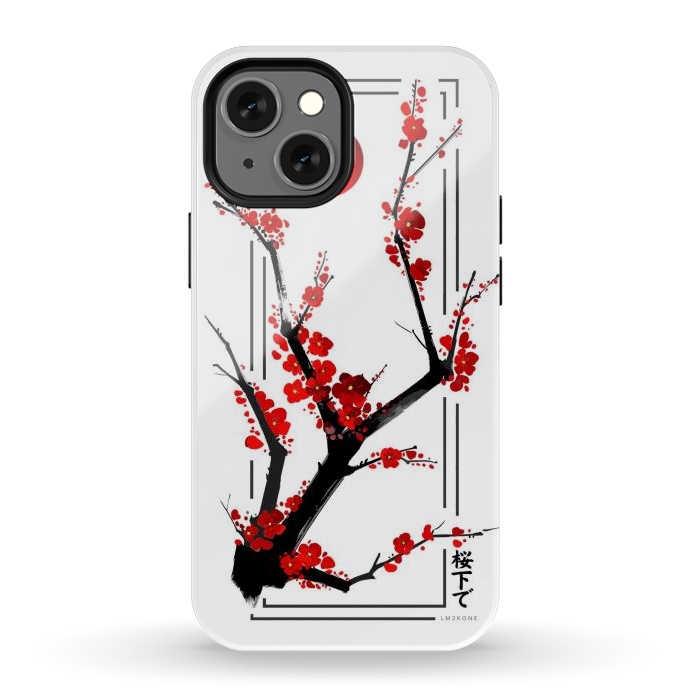 iPhone 12 mini StrongFit Modern Cherry Blossom - Black by LM2Kone