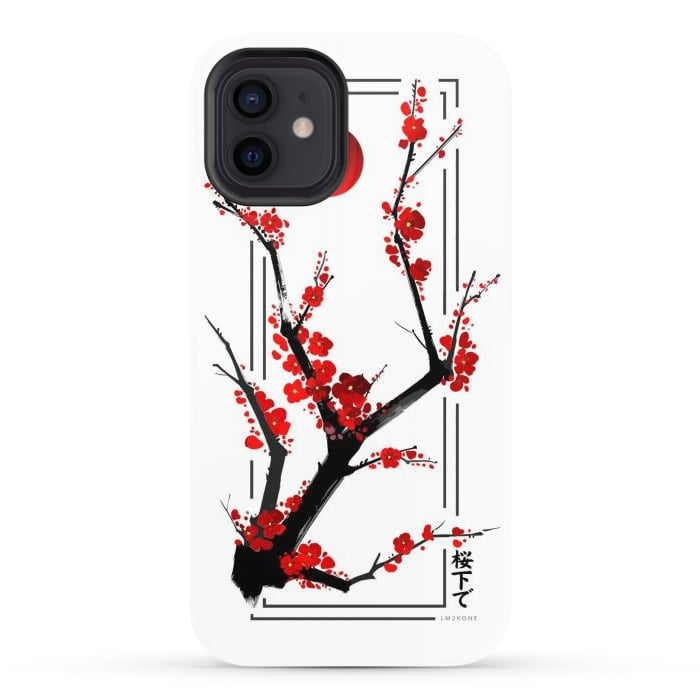 iPhone 12 StrongFit Modern Cherry Blossom - Black by LM2Kone