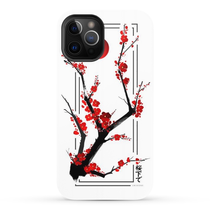 iPhone 12 Pro StrongFit Modern Cherry Blossom - Black by LM2Kone