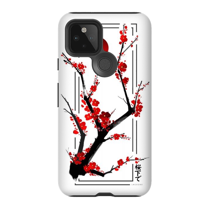Pixel 5 StrongFit Modern Cherry Blossom - Black by LM2Kone
