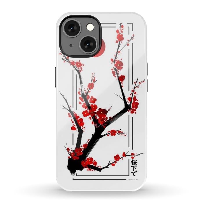 iPhone 13 StrongFit Modern Cherry Blossom - Black by LM2Kone