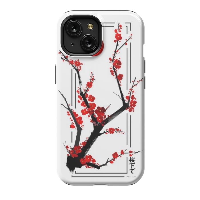iPhone 15 StrongFit Modern Cherry Blossom - Black by LM2Kone