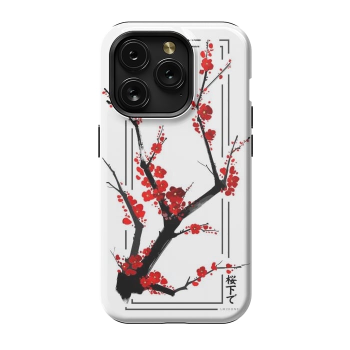iPhone 15 Pro StrongFit Modern Cherry Blossom - Black by LM2Kone