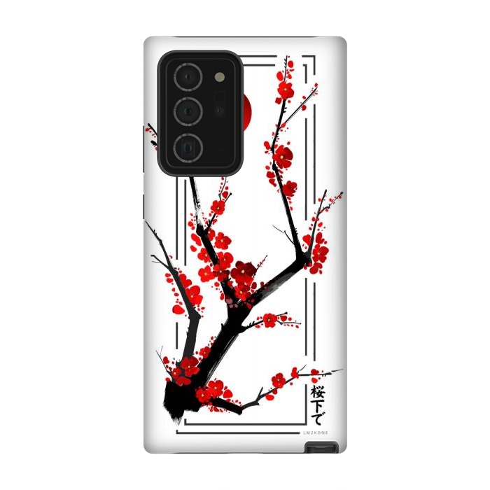 Galaxy Note 20 Ultra StrongFit Modern Cherry Blossom - Black by LM2Kone