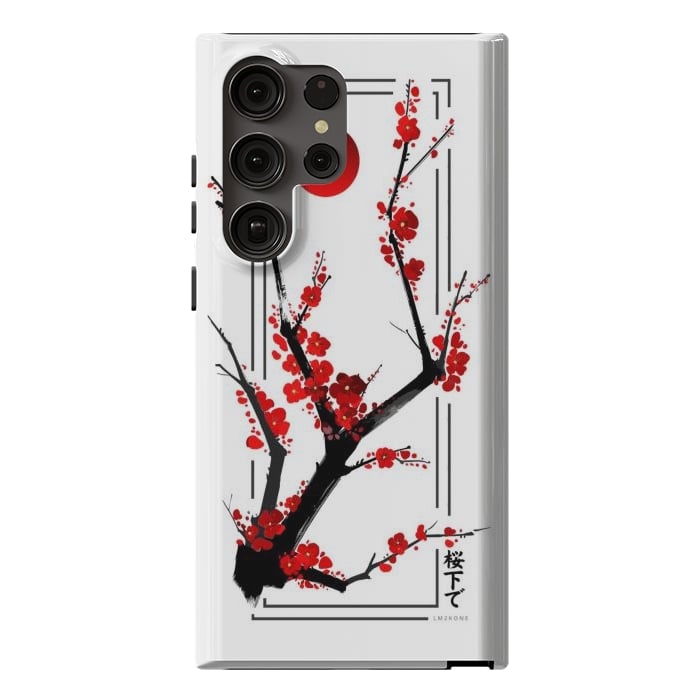 Galaxy S23 Ultra StrongFit Modern Cherry Blossom - Black by LM2Kone