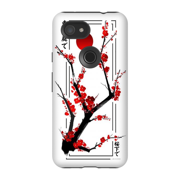 Pixel 3A StrongFit Modern Cherry Blossom - Black by LM2Kone
