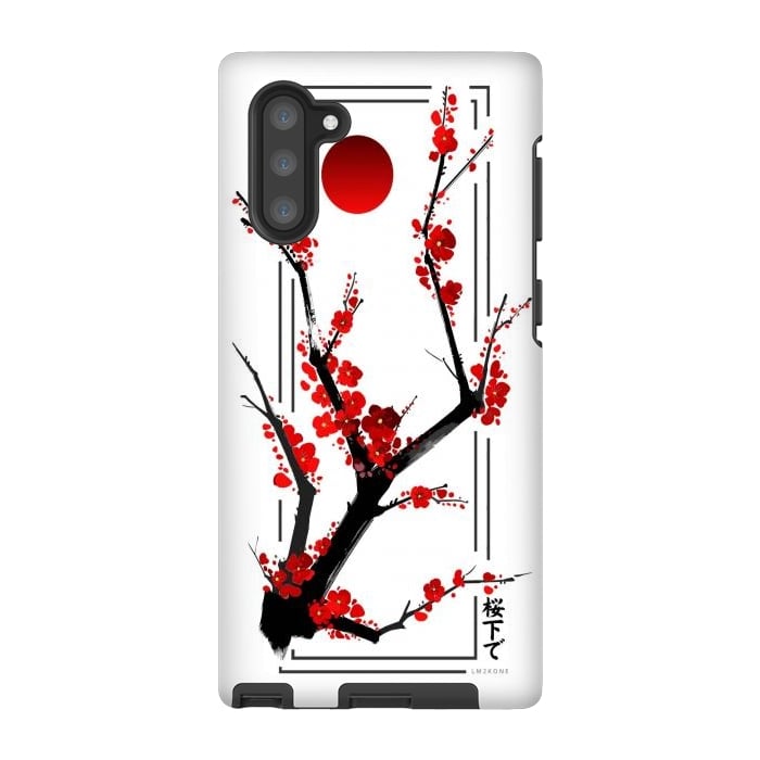 Galaxy Note 10 StrongFit Modern Cherry Blossom - Black by LM2Kone