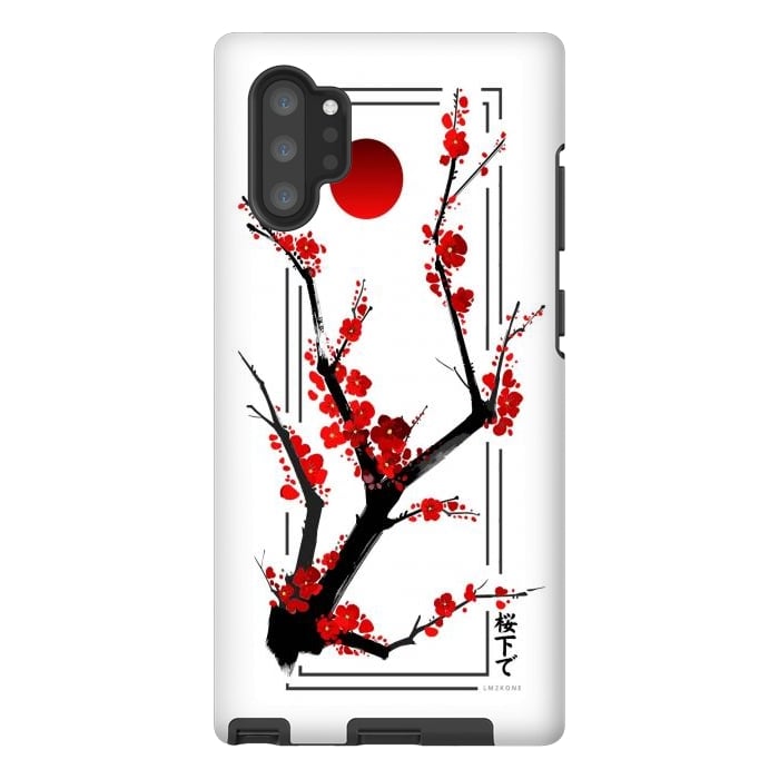 Galaxy Note 10 plus StrongFit Modern Cherry Blossom - Black by LM2Kone