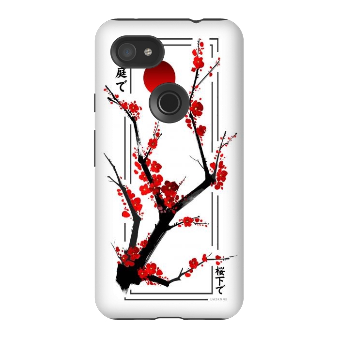 Pixel 3AXL StrongFit Modern Cherry Blossom - Black by LM2Kone