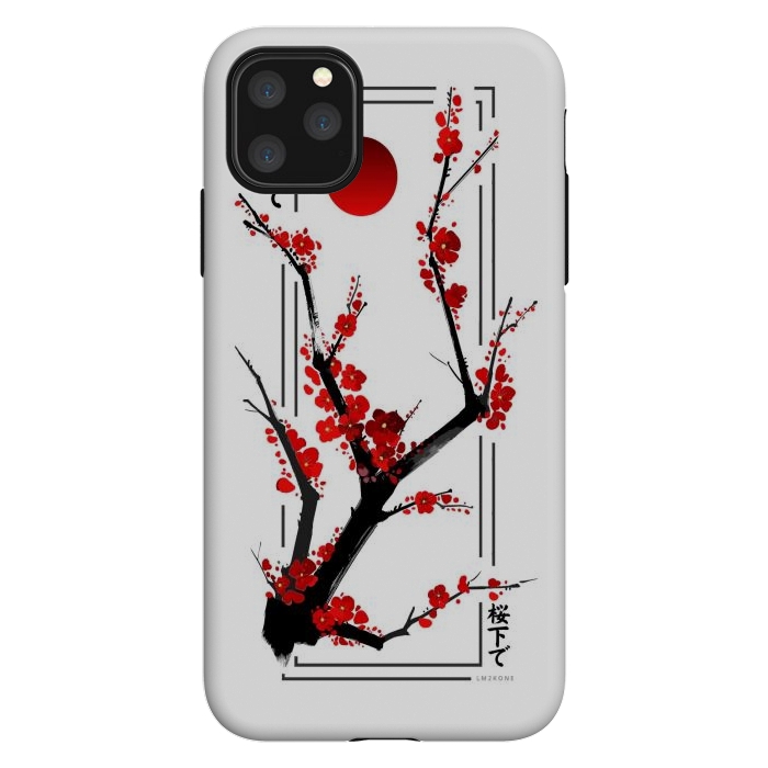 iPhone 11 Pro Max StrongFit Modern Cherry Blossom - Black by LM2Kone