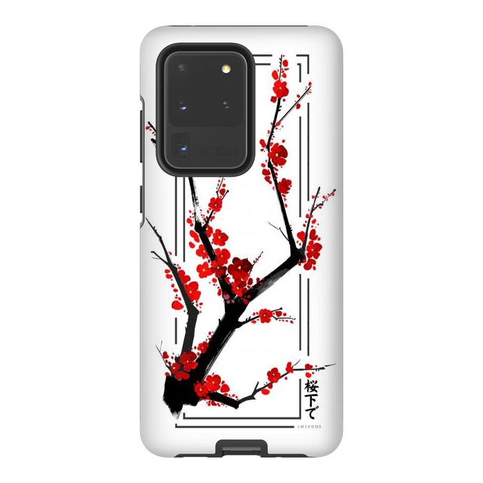 Galaxy S20 Ultra StrongFit Modern Cherry Blossom - Black by LM2Kone