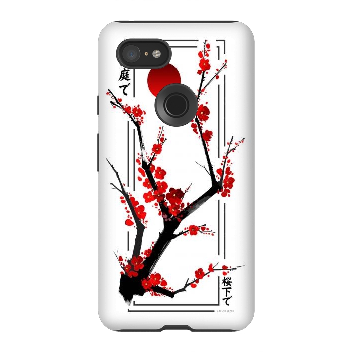 Pixel 3XL StrongFit Modern Cherry Blossom - Black by LM2Kone