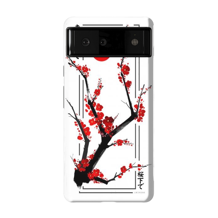 Pixel 6 StrongFit Modern Cherry Blossom - Black by LM2Kone
