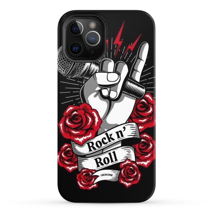 iPhone 12 Pro StrongFit Rock N Roll - Metal Roses by LM2Kone