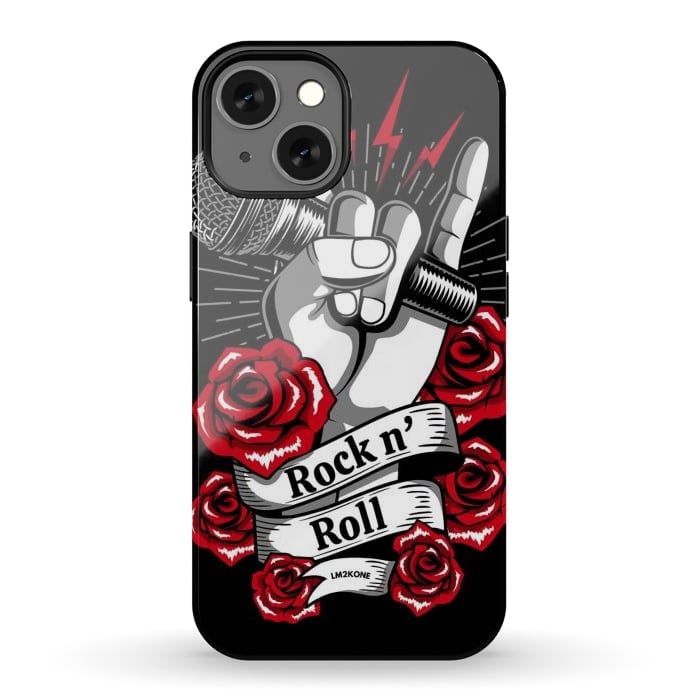 iPhone 13 StrongFit Rock N Roll - Metal Roses by LM2Kone