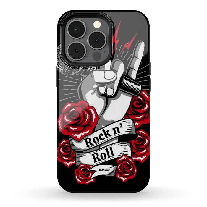iPhone 13 pro StrongFit Rock N Roll - Metal Roses by LM2Kone