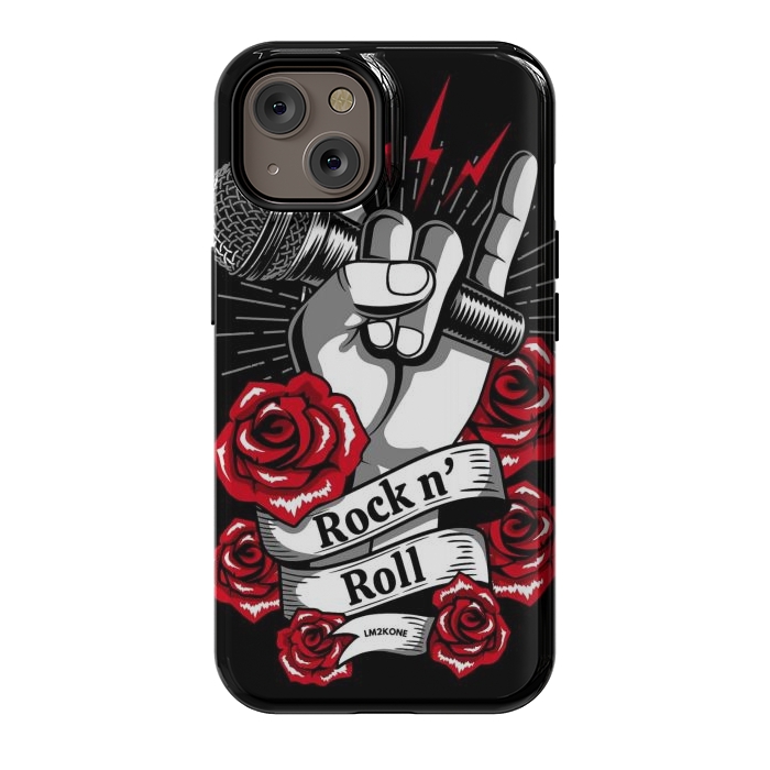 iPhone 14 StrongFit Rock N Roll - Metal Roses by LM2Kone