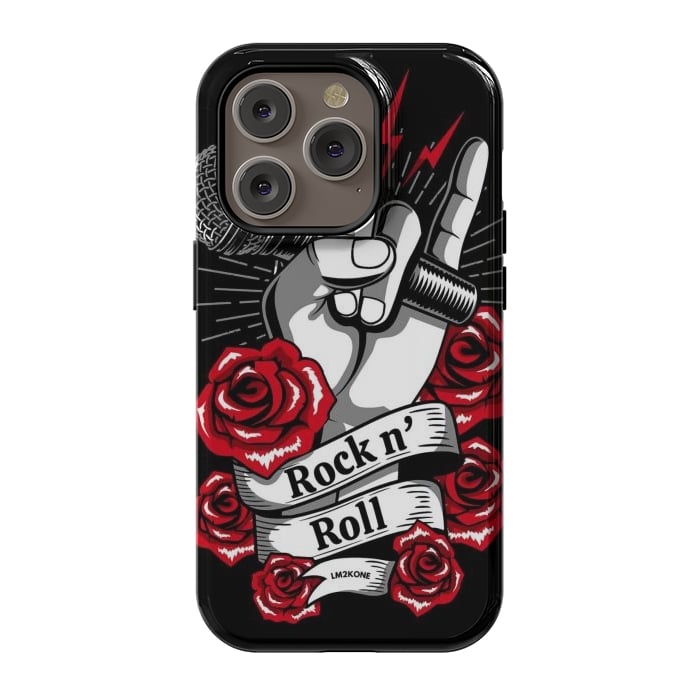 iPhone 14 Pro StrongFit Rock N Roll - Metal Roses by LM2Kone