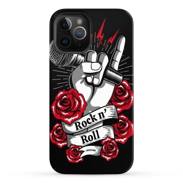 iPhone 12 Pro Max StrongFit Rock N Roll - Metal Roses by LM2Kone