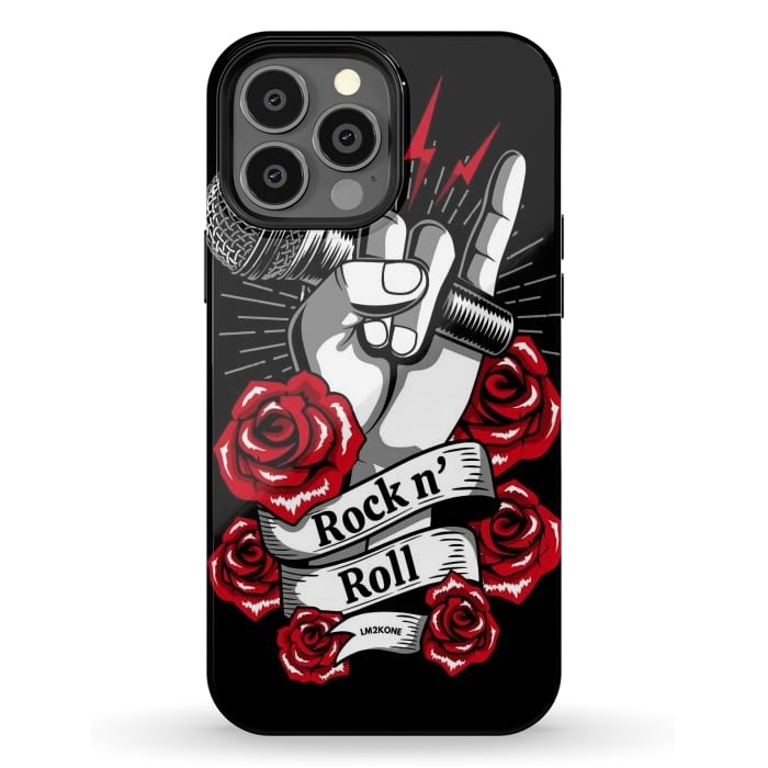 iPhone 13 Pro Max StrongFit Rock N Roll - Metal Roses by LM2Kone
