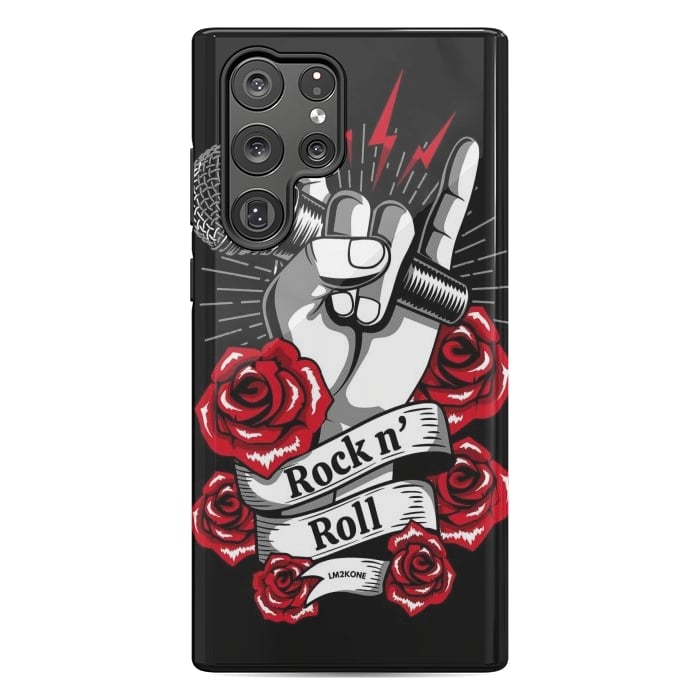 Galaxy S22 Ultra StrongFit Rock N Roll - Metal Roses by LM2Kone